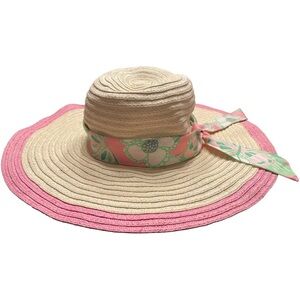 Lilly Pulitzer Pink and Tan Wide Brim Hat